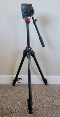 Manfrotto 755B tripod + Manfrotto 503 fluid head + MBAG80P Case Bag Excellent - Image 1 of 4