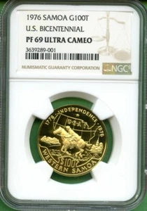 SAMOA  1976   100T   U.S. BICENTENNIAL  NGC PF 69 ULTRA CAMEO     0.4583 OZ - Picture 1 of 2