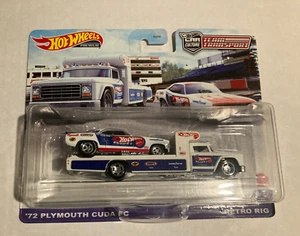Hot Wheels Car Culture 2022 Team Transport #46 1972 Plymouth Cuda FC y plataforma retro - Imagen 1 de 2