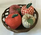 Apple Pin Cushions (4) Assorted Colors and Fabrics, Very Cute Collection