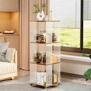 360° Rotate Bookshelf Home Storage Cabinet Ornaments Display Rack Multi-occasion - Picture 1 of 20