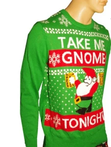Para Hombres Borracho GNOME Llévame a Casa Esta Noche Cerveza Fea Navidad Suéter Fiesta Med NUEVO - Imagen 1 de 1