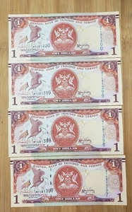 2006 Trinidad And Tobago 1 Dollar Banknote UNC  (Lot of 4 Banknotes) - Picture 1 of 6