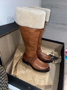 Botas de cuero Frye Vanessa OTK piel de oveja moda occidental coñac 3470959 talla 7,5 - Imagen 1 de 20