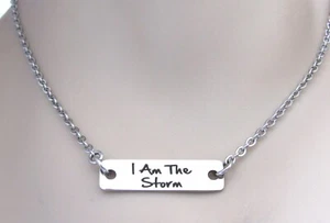 I Am The Storm Elegant Bar Necklace, Inspirational Strength Bravery Jewelry Gift - Picture 1 of 6