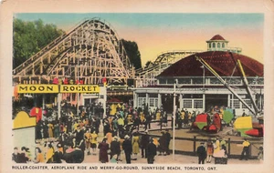 TORONTO ON SUNNYSIDE BEACH AMUSEMENT PARK ROLLERCOASTER & RIDES POSTCARD 033025 - Picture 1 of 2