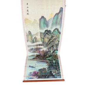 Rotolo paesaggio cinese asiatico vintage arte da parete 12" x 29" arrotolabile decorazione casa - Foto 1 di 10
