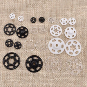 100Pcs Plastic Snap Hollow Invisible Button Clothing Sewing Decorative Black - Picture 1 of 16