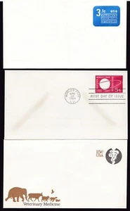 Lot of 3 different US EMBOSSED COVERS 1964 Worlds Fair Veterinary Medicine Etc - Picture 1 of 2