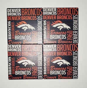 Set Of Four STONEWARE SPORTS COASTERS (FOOTBALL):Denver Broncos 1960 - Picture 1 of 2
