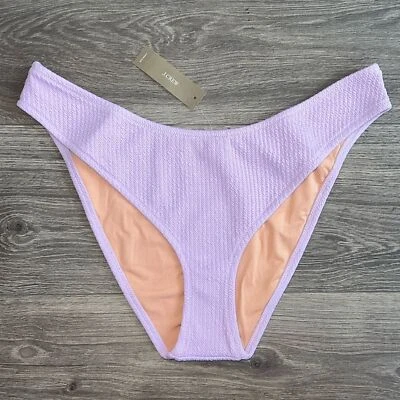 Parte inferior de bikini descarada cintura curva texturizada J.CREW corte alto púrpura pastel nueva con etiquetas Foto 1 de 4