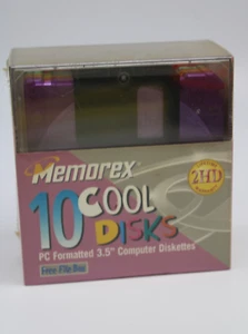 Memorex Cool Disk 3.5" Floppy Diskettes 10 Disks 2MB High Density 2HD SEALED - Picture 1 of 11