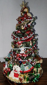 Miniature Artisan Christmas Tree w/Lights 10" Table Top w/Toys and Gifts - Picture 1 of 8