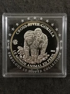 1000 FRANCS CFA SILBER 2012 GORILLA DE LA RIVER CROSS 7500 EX. KAMERUN - Bild 1 von 3