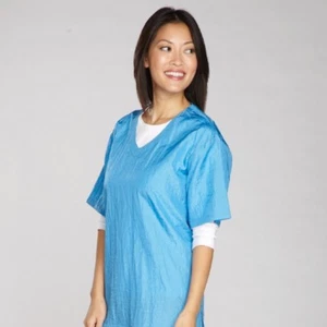 Sky Blue V Neck Short Sleeve Smock Barber Stylist & Groomer Resists Water Stain - Picture 1 of 5