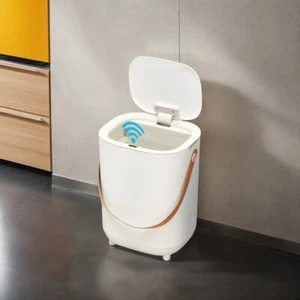 Pattumiera 2 Pezzi 4,2 Galloni Sensore Plastica con Coperchio Automatico Touchless Bianco - Foto 1 di 9