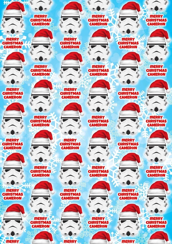 STORMTROOPERS Personalised Christmas Gift Wrap - Star Wars Wrapping Paper - R2D2 - Image 1 of 1