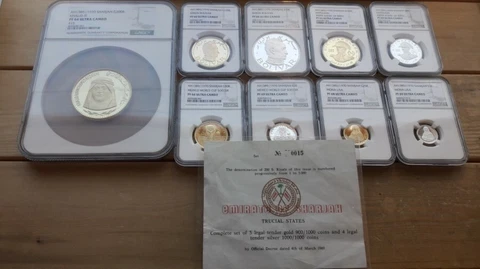 SHARJAH 1970 GOLD 5COIN & SILVER 4COIN PROOF FULL SET Cover