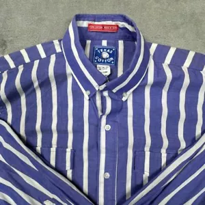 Vintage Texas Baumwollhemd Herren Größe 16 (Large) blau-weiß gestreift - Bild 1 von 9