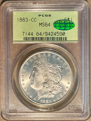 1883-CC PCGS & CAC MS64 Morgan Silver Dollar $1 - Old Green Holder - OGH - Image 1 of 2