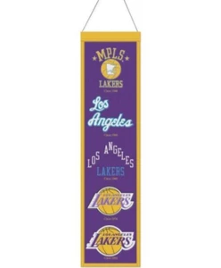 LOS ANGELES LAKERS EVOLUTIONS BANNER EMBROIDERED WOOL 8"X32" W/ HANGING ROPE - Picture 1 of 1