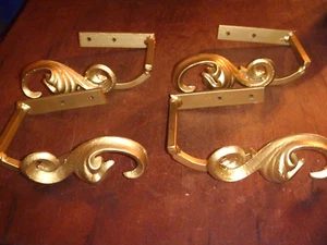 Vintage Metal Curtain Tie Back Brackets 2 Sets - Picture 1 of 8