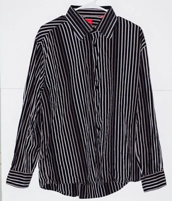 Report Collection Men's Shirt Long Sleeve Size XL Striped Black Gray - Image 1 of 4