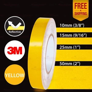 3M REFLECTIVE Safety Car Bike Conspicuity Stripe Decal Sticker YELLOW 3/8" to 2" - Picture 1 of 15