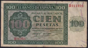BILLETE ESPAÑA 100 PESETAS 1936 BURGOS - SERIE H - BC+ - Bild 1 von 2