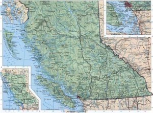 COLUMBIA BRITÁNICA CANADÁ HOJA DE RUTA BRILLANTE PÓSTER FOTO IMPRESIÓN BANNER 9677 - Imagen 1 de 1