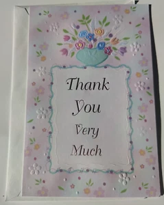 Thank You Greeting Card with Envelope - Thank You Very Much w/ Flowers - Picture 1 of 3