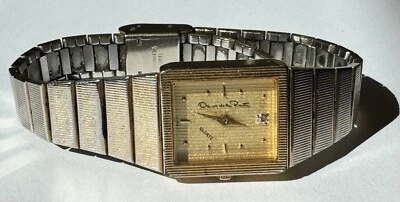Vintage Oscar de la Renta Diamond Gold-Tone Womens Quartz Watch  - Image 1 of 3