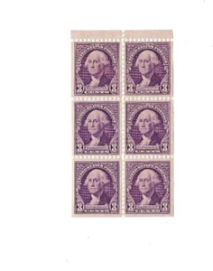 Scott 720b- VF MNH- 3c George Washington, Booklet Pane of 6- 1932 - Picture 1 of 2