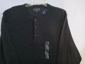 NWT Men's Club Room Waffle Knit Shirt Large Black~3 Button, Long Sleeve - Picture 1 of 8