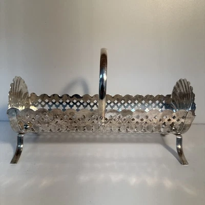 Серебряная сервировочная корзина Leonard Shell Ends крекеры печенье - Изображение 1 из 4