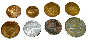 old 8pc AUTOMOBILE CORVETTE, DODGE, PONTIAC FORD, AUTORAMA, HUDSON MEDALS TOKENS - Picture 1 of 8