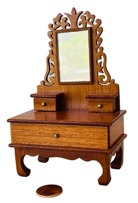 Penteadeira miniatura para casa de bonecas 1:12 quarto penteadeira feita à mão 5,25" - Imagem 1 de 4