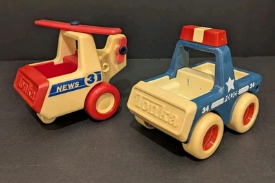 De colección Tonka Mini Mighty Police Cruiser & News 3 Helicóptero Años 80 Foto 1 de 4