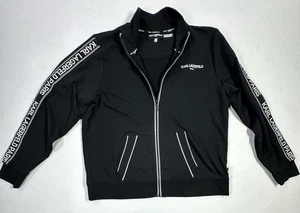 Karl Lagerfeld Paris schwarze Trainingsjacke LGG Full Zip Logo Tape Ärmelbesatz - Bild 1 von 6