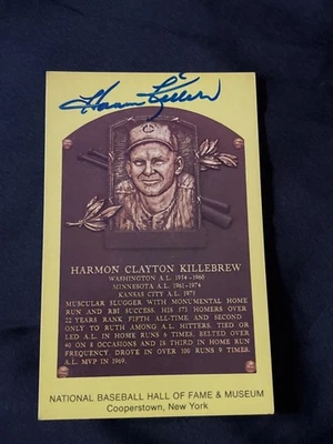 signed Harmon Killebrew Hall of Fame postcard - Image 1 of 2