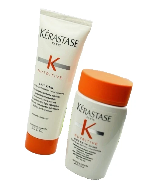 Kerastase Nutritive Shampoo 80ml &Lait Vital Conditioner 75ml NEW - GENUINE