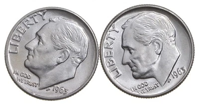 Choice Unc 1963 P D Roosevelt Dime Gem BU Collection Lot Set *8334 - Image 1 of 3