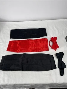 Set Of 3 Cummerbund 1- Mel Howard Red One size Fits And Bow Tie And 2 Unbranded - Picture 1 of 15