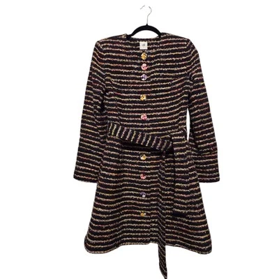 CAbi #5660 Headline Topper Coat Tweed Sz 0 Colorful Floral Buttons Boho Cottage  - Image 1 of 4