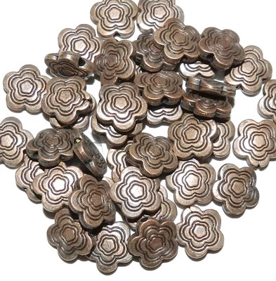 MBL357 Cuentas espaciadoras de aleación de metal de flor plana de 5 pétalos de cobre envejecido de 12 mm 100 piezas Foto 1 de 2