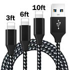 3 Pack Fast Charger Cable Braided For iPhone 11 X XR 8 7 6 5 Charging USB Cord