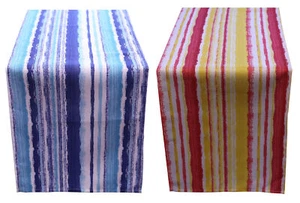 Striped Runner Garden Picnic Summer Dining Water Resistant Table Linen 14 x 108" - Picture 1 of 9