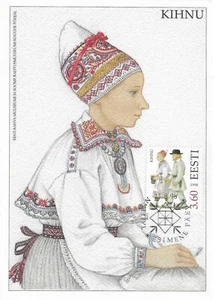 National Costume Kihnu Island Regional Dress Estonia Estland Mint Maxi 1FDC 1998 - Picture 1 of 1