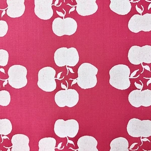 Petites Pommes Pink Fabric 3 yds Crisp Cotton Silk Screen Sm Apples Excellent  - Picture 1 of 12
