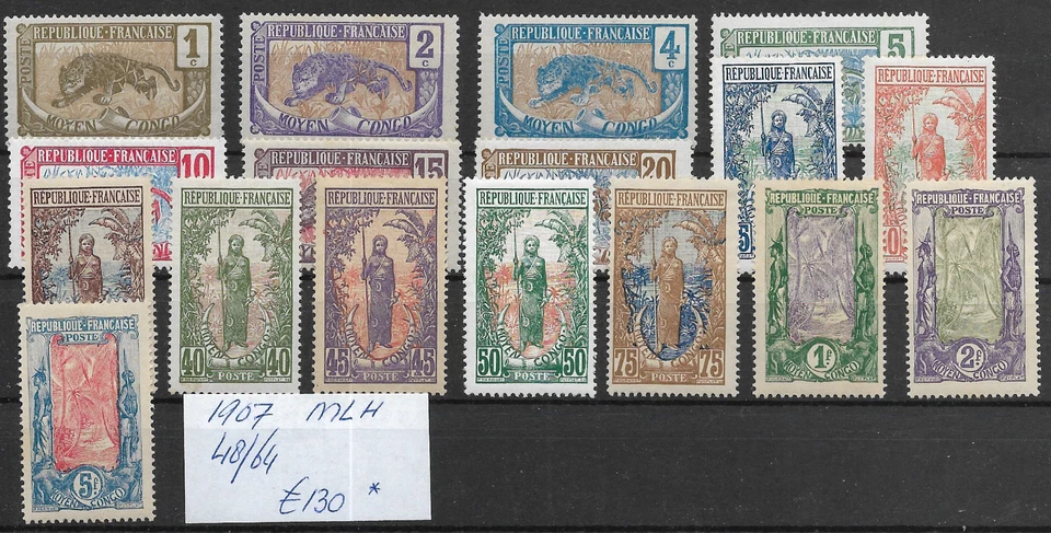 FRENCH COLONY @ MOYEN CONGO 1907    Yv.48/64    MLH Nice Priced  @Fr. 1720 - Image 1 of 1
